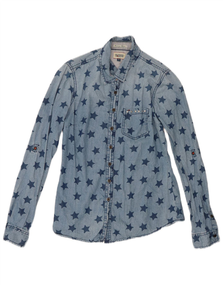Camicia in denim con motivo astratto da donna Tommy Hilfiger UK 6 XS Blu