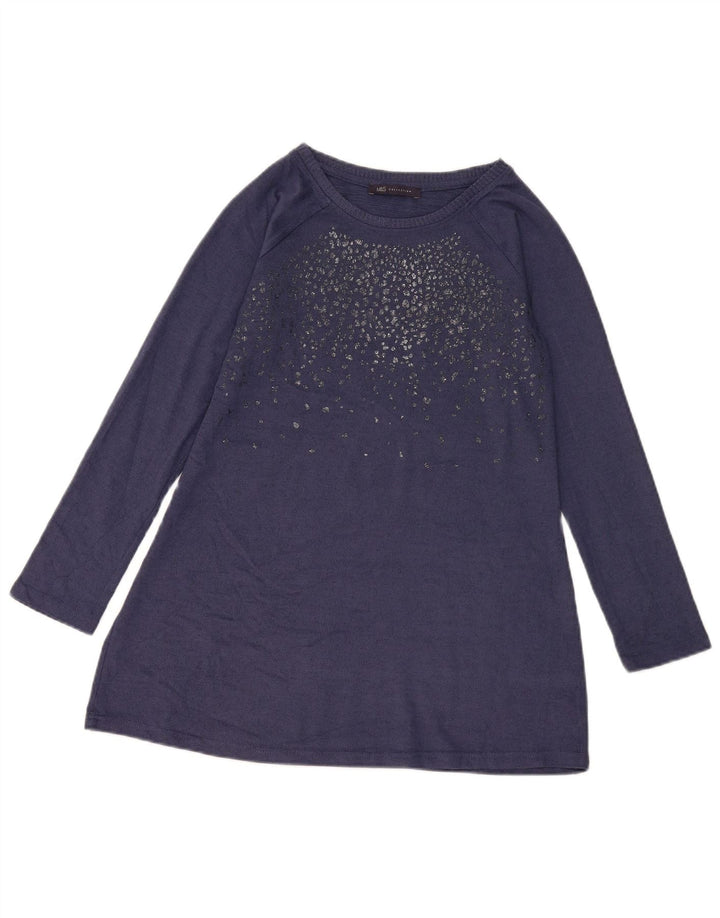 Top tunica a maniche lunghe da donna Marks & Spencer UK 10 Small Blu Navy