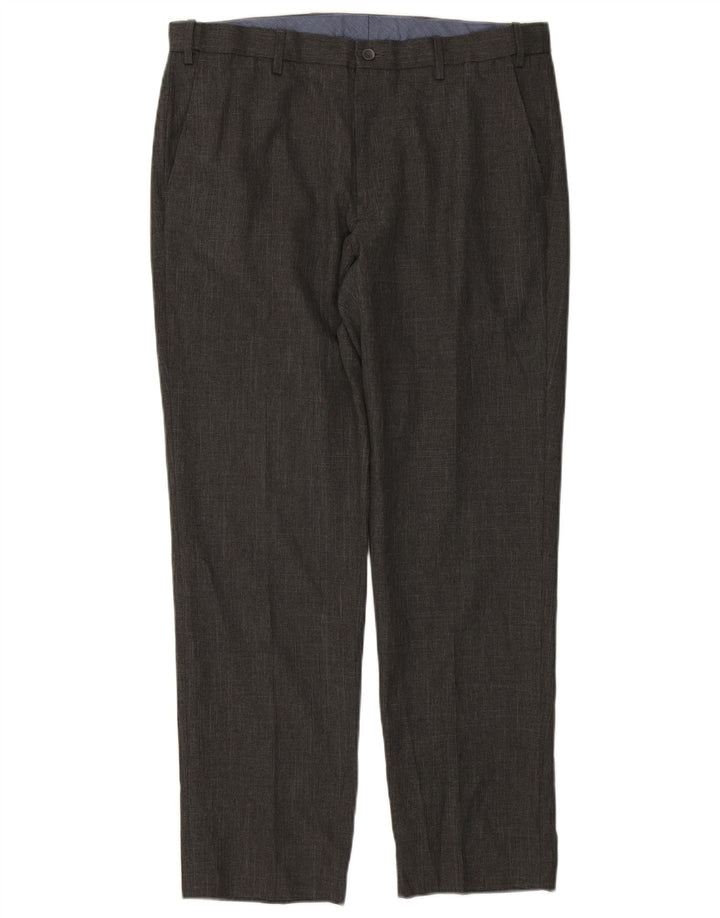 MARKS & SPENCER Pantaloni da abito dritti da uomo W36 L31 Poliestere grigio