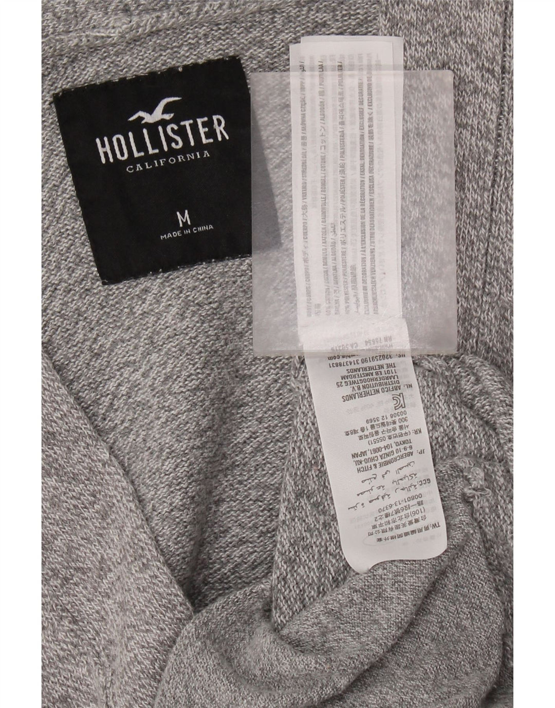 Maglione cardigan da donna Hollister in cotone screziato grigio medio