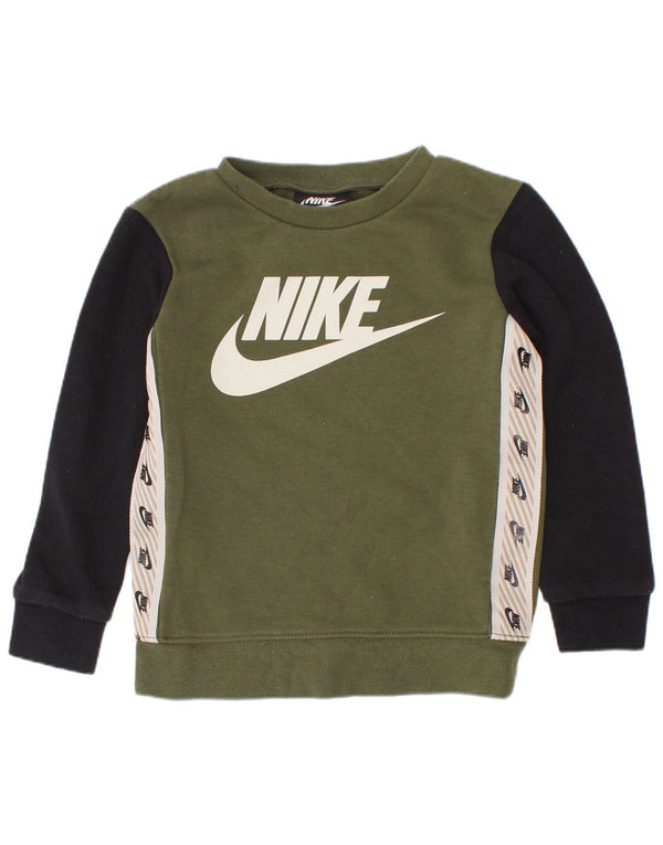 Felpa con grafica Nike per ragazzi, 2-3 anni, cotone color block verde