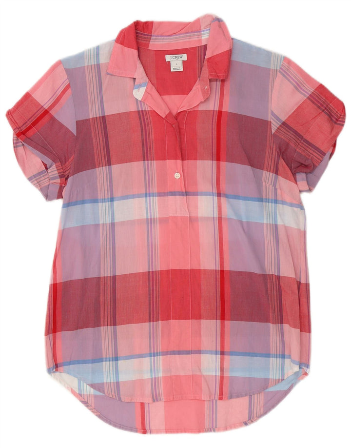 J. CREW Camicia pullover a maniche corte da donna UK 10 Piccolo cotone a quadri rossi