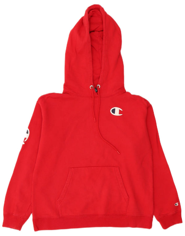 Maglione con cappuccio oversize grafico da donna Champion UK 10 piccolo cotone rosso
