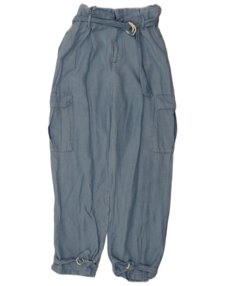 Pantaloni cargo larghi a vita alta da donna ZARA piccoli W26 L26 blu
