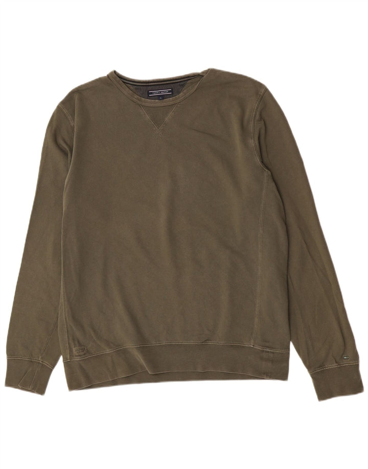 Felpa da uomo Tommy Hilfiger maglione XL cotone kaki