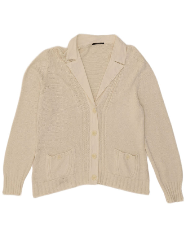 Maglione cardigan da donna Glenfield UK 18 XL cotone bianco