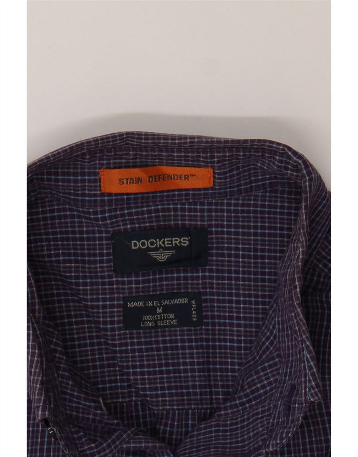 DOCKERS Mens Shirt Medium Purple Check Cotton