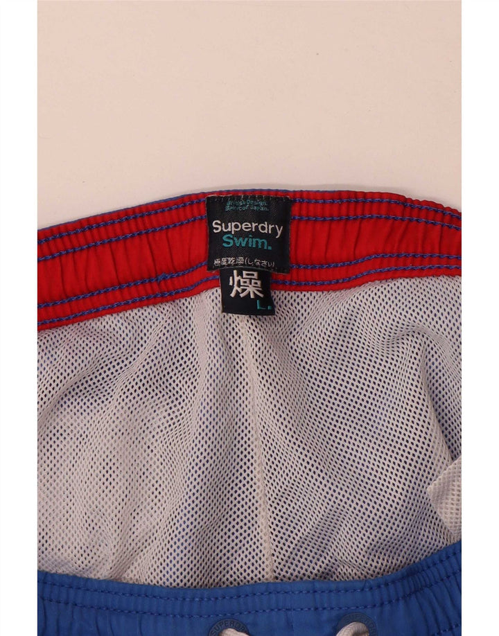 Pantaloncini da bagno grafici da uomo Superdry grandi in poliestere blu