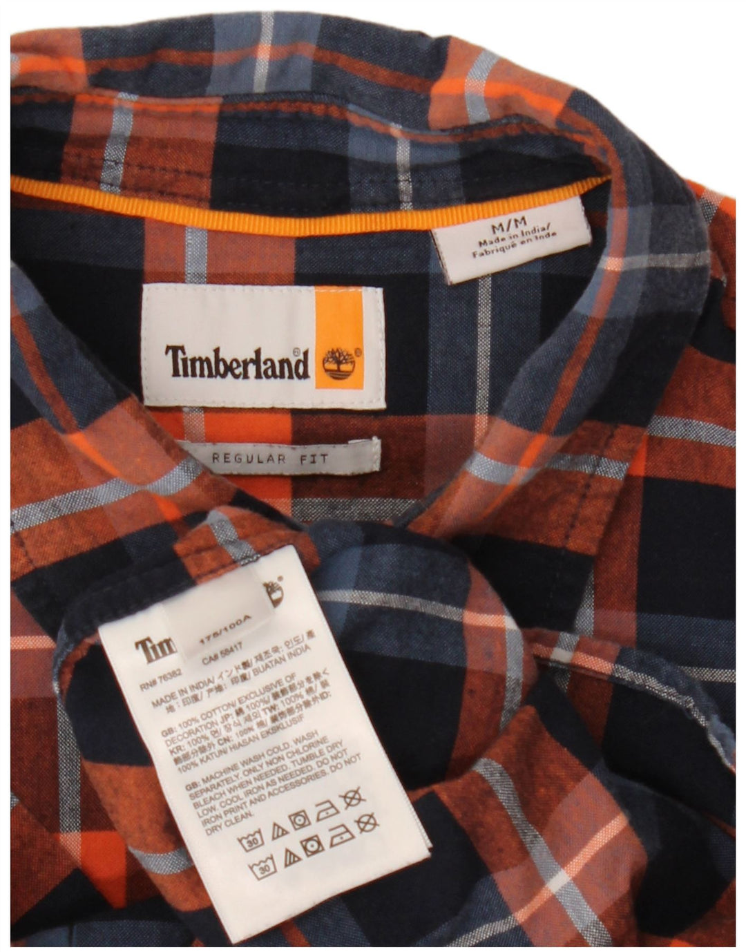 Camicia Timberland da uomo a maniche corte con vestibilità regolare, motivo a quadri blu navy medio