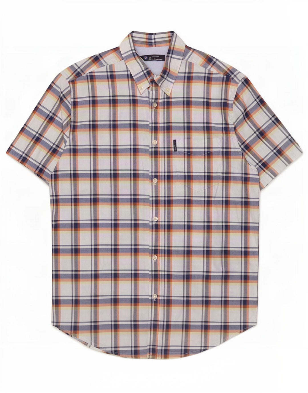 Camicia a maniche corte da uomo Ben Sherman in cotone a quadri multicolore grande