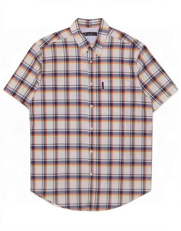 Ben Sherman Mens Short Sleeve Shirt Large Multicoloured Check Cotton