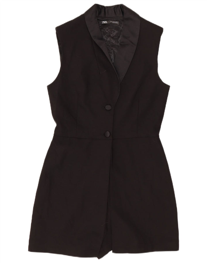 Tutina corta senza maniche da donna Zara UK 12 cotone nero medio