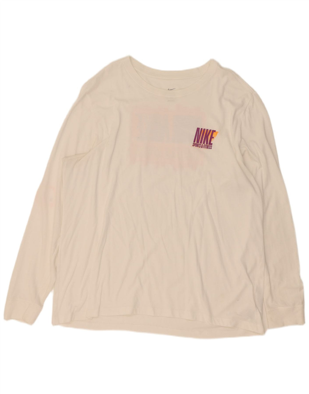 Top Nike Dri Fit Graphic da uomo a maniche lunghe 2XL in cotone bianco