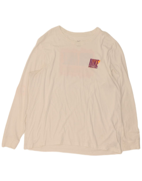 Top Nike Dri Fit Graphic da uomo a maniche lunghe 2XL in cotone bianco