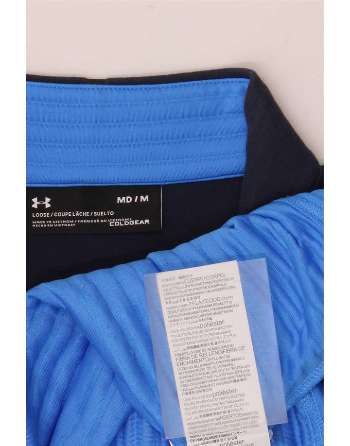 Under Armour Uomo Cold Gear Pullover Tuta Top Blu Medio Colorblock