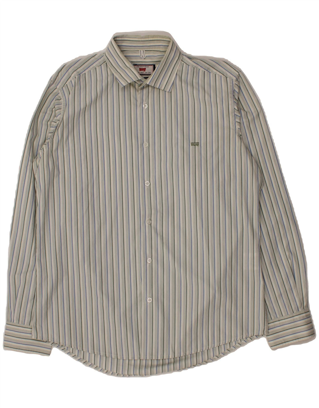 CARRERA Mens Shirt Large Green Striped Cotton Vintage Carrera and Second-Hand Carrera from Messina Hembry 