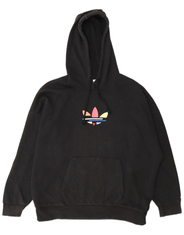 Felpa con cappuccio oversize grafica da donna Adidas UK 4 XS cotone nero