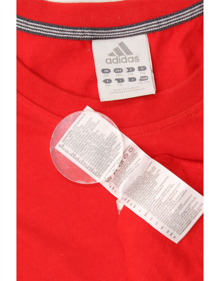 Top Adidas Uomo Manica Lunga 2XL Rosso Cotone