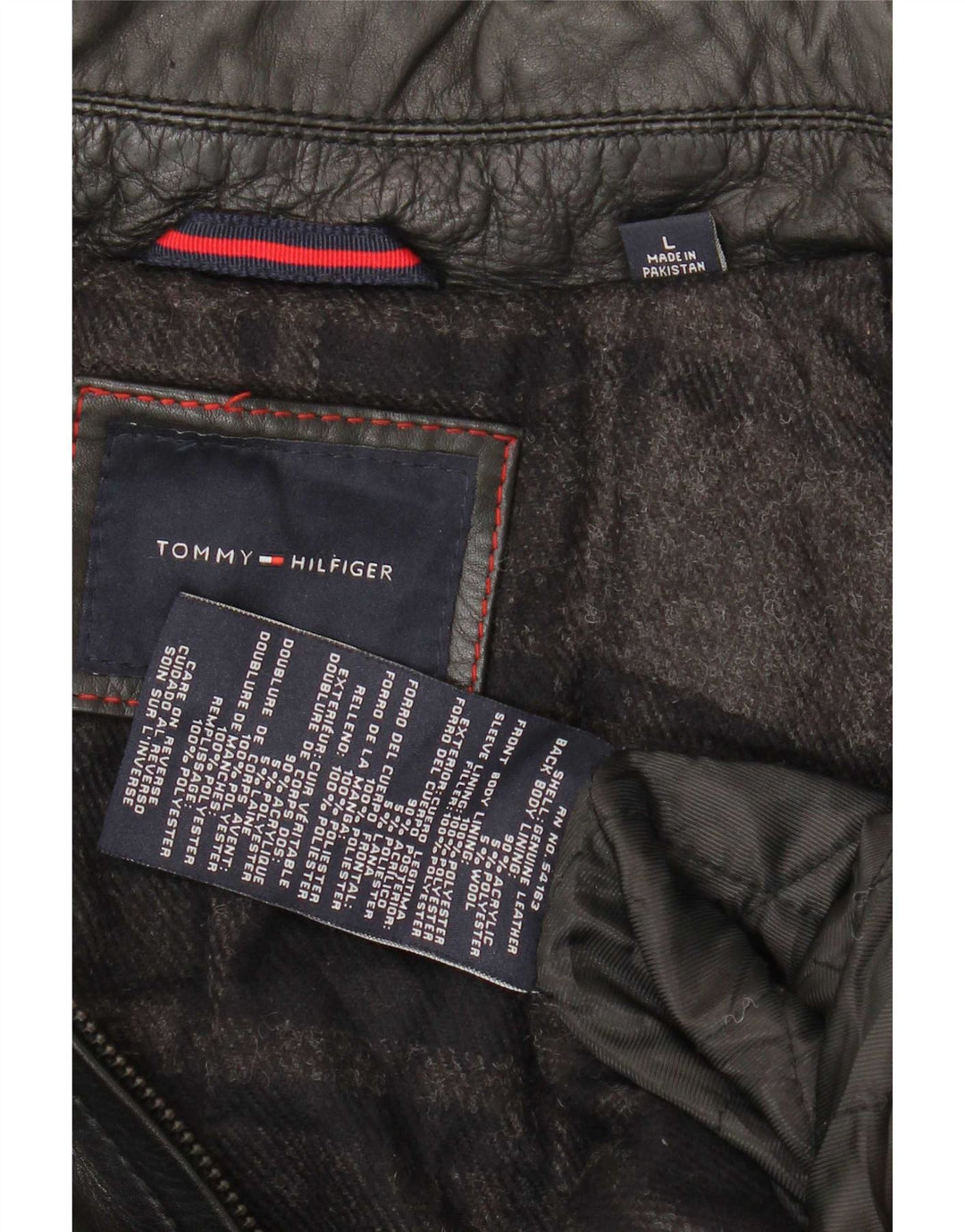 Giacca in pelle militare da uomo Tommy Hilfiger UK 40 grande nera