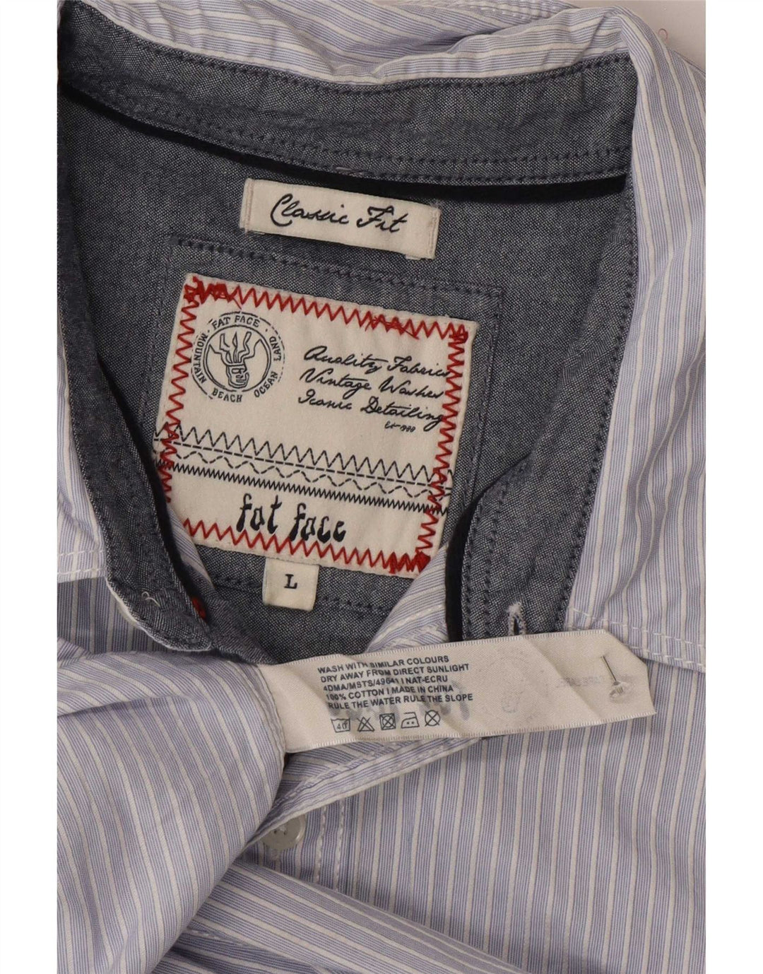 Camicia da uomo dal taglio classico Fat Face, cotone gessato blu grande