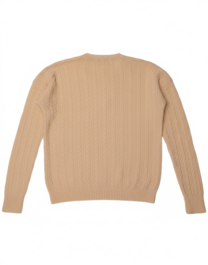 TOMMY HILFIGER Womens Oversized Crew Neck Jumper Sweater UK 10 Small Beige