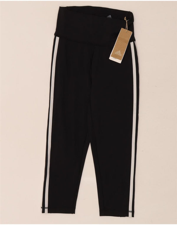 Adidas Womens Capri Leggings UK 8/10 Small  Black Nylon