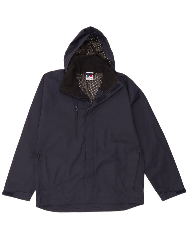 Giacca antipioggia con cappuccio da uomo Russell Athletic UK 38 nylon blu navy medio