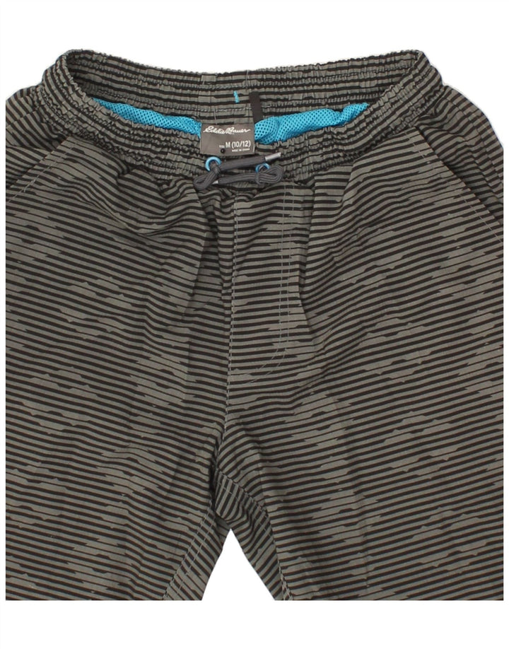 EDDIE BAUER Boys Sport Shorts 10-11 Years Medium Grey Striped Vintage Eddie Bauer and Second-Hand Eddie Bauer from Messina Hembry 