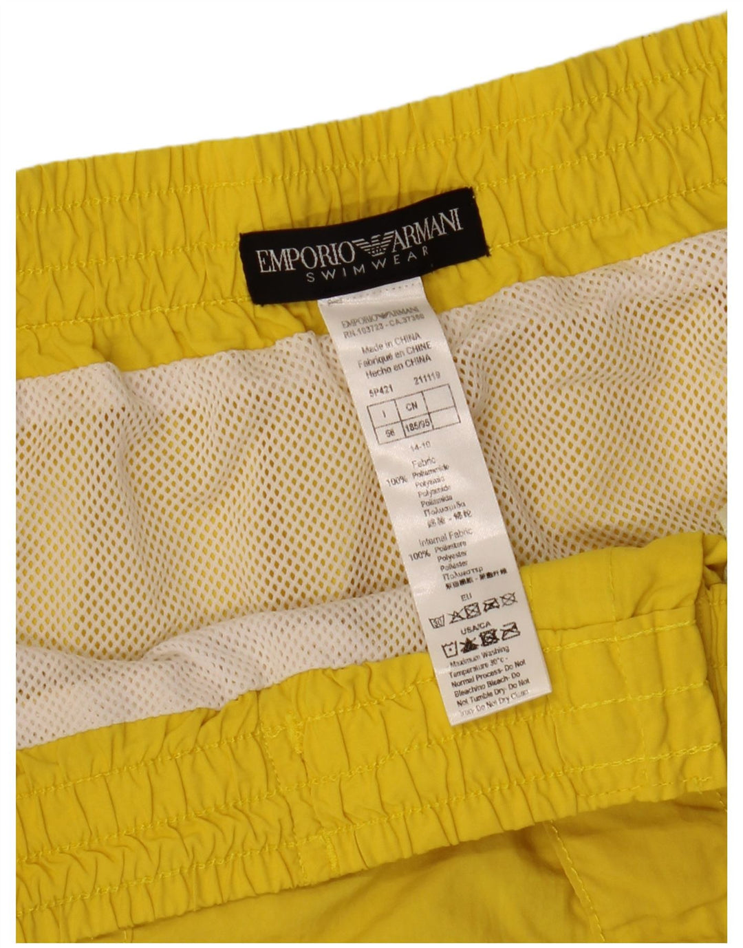 EMPORIO ARMANI Pantaloncini da bagno grafici da uomo IT 56 XL Giallo Poliammide