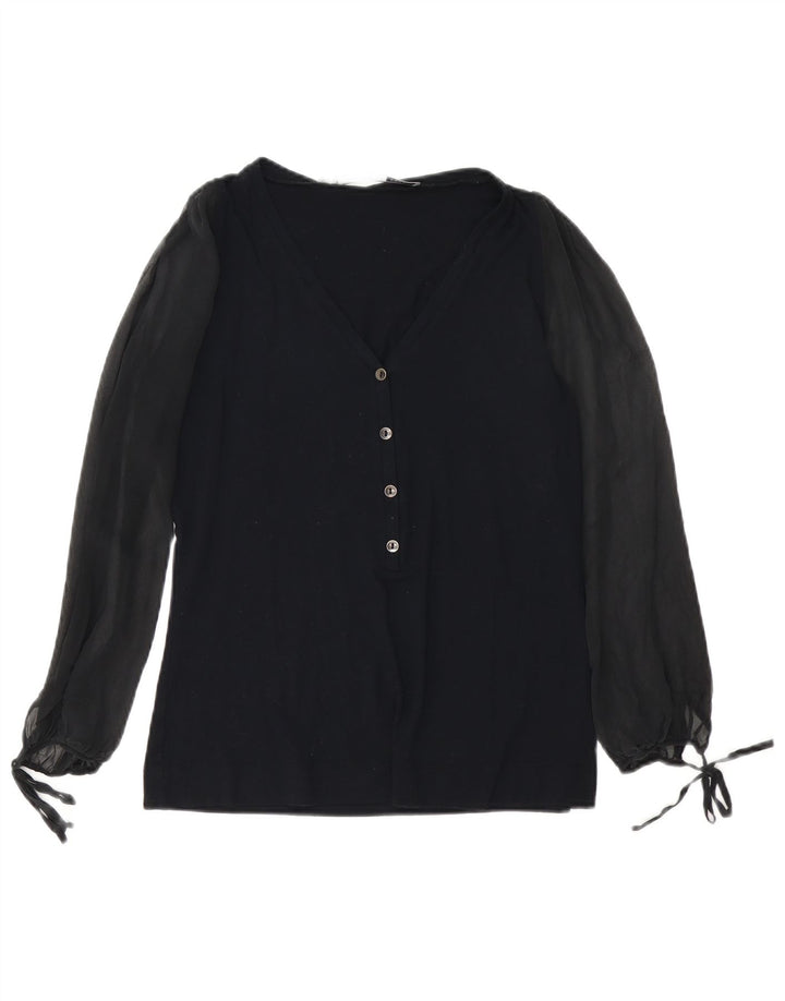 Top camicetta a maniche lunghe da donna Sportmax UK 14 grande nero