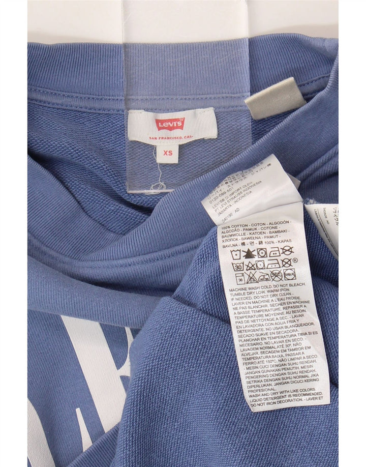 Levi's Donna Felpa Corta con Grafica Oversize Maglione UK 6 XS Cotone Blu