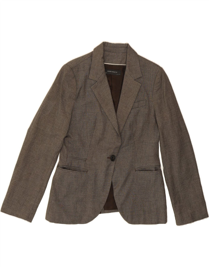 ZARA Womens 1 Button Blazer Jacket UK 16 Large Brown Viscose Vintage Zara and Second-Hand Zara from Messina Hembry 