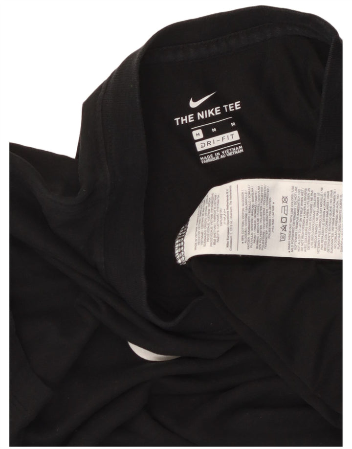 T-shirt grafica Nike Dri Fit da donna, taglia UK 14, cotone nero medio