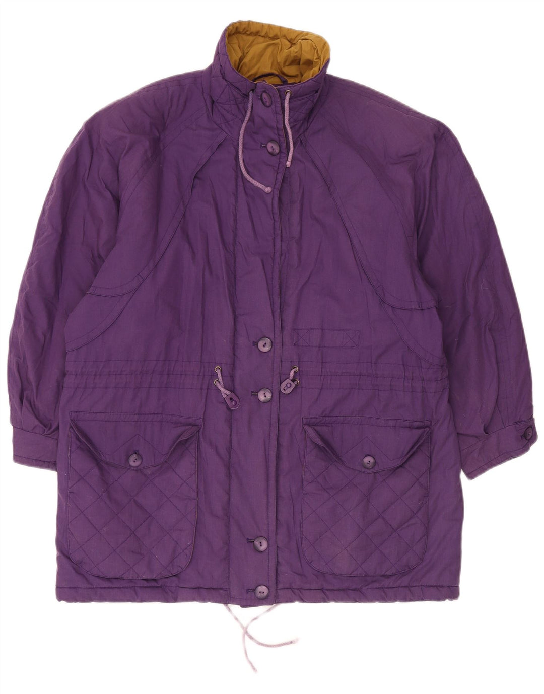 Cappotto giacca a vento oversize da donna vintage UK 14 grande poliestere viola