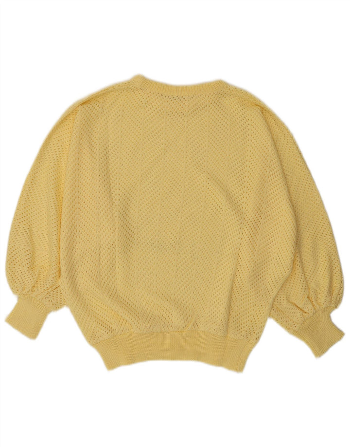 Maglione maglione girocollo da donna VINTAGE UK 14 giallo medio