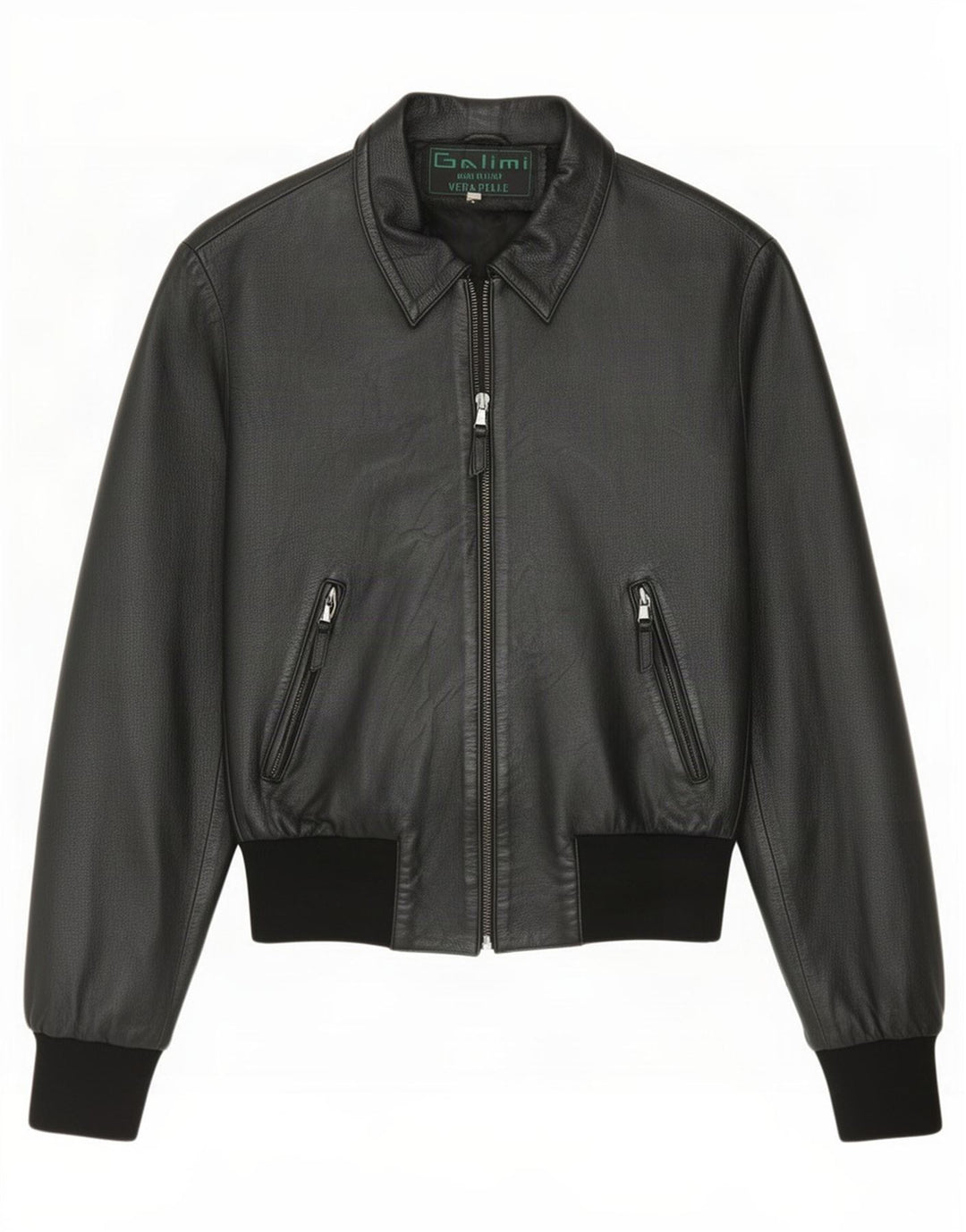 Giacca bomber in pelle vintage da donna IT 44 media nera