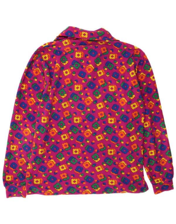 Maglione in pile da donna Conte of Florence con zip e collo UK 14 rosa medio geometrico