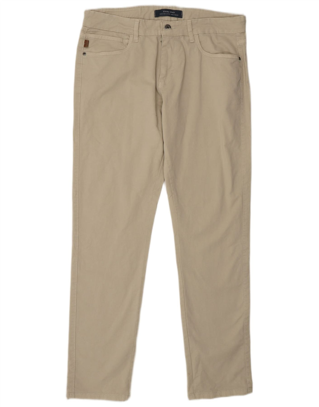 Pantaloni casual slim da uomo ZARA EU 42 Large W32 L31 Cotone beige