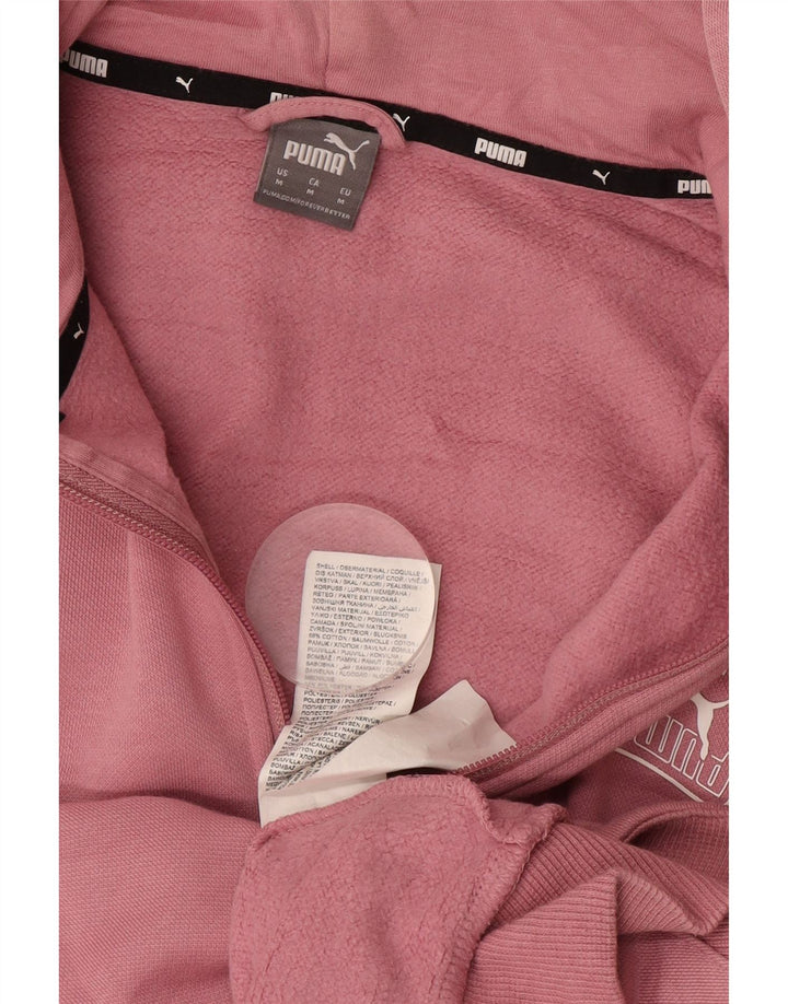 Felpa con cappuccio e zip grafica da donna Puma UK 14 Cotone rosa medio