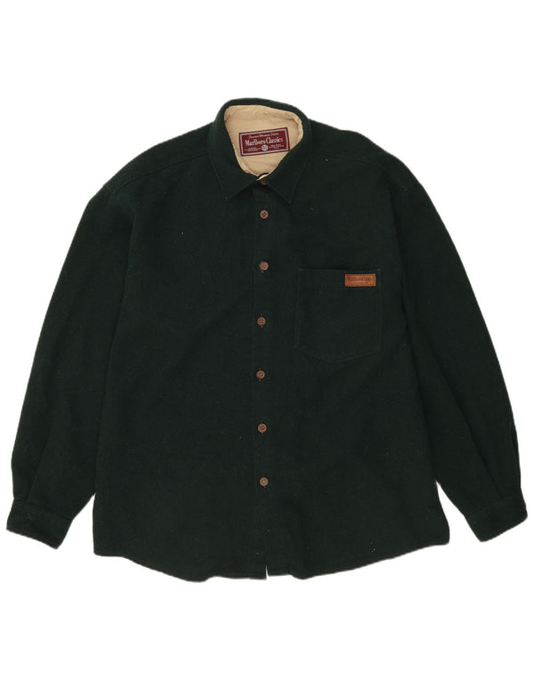Camicia da uomo in flanella Marlboro Classics XL in lana verde