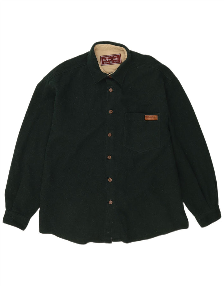 Camicia da uomo in flanella Marlboro Classics XL in lana verde