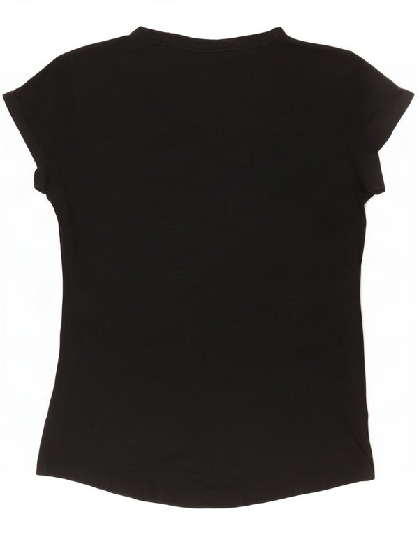 T-shirt grafica da donna Ellesse Heritage Top UK 14 grande cotone nero