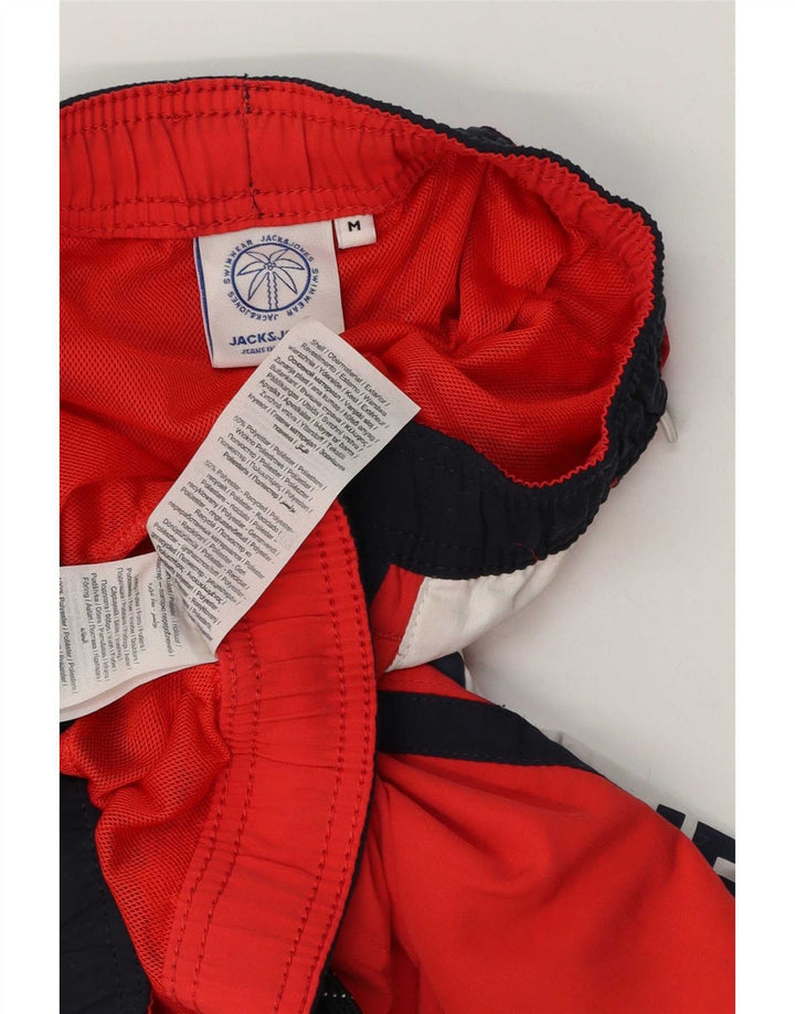 Pantaloncini da bagno grafici da uomo Jack & Jones Poliestere color block rosso medio