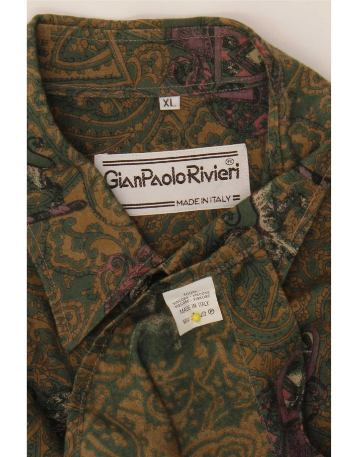 Camicia vintage da uomo XL in viscosa Cachi Paisley