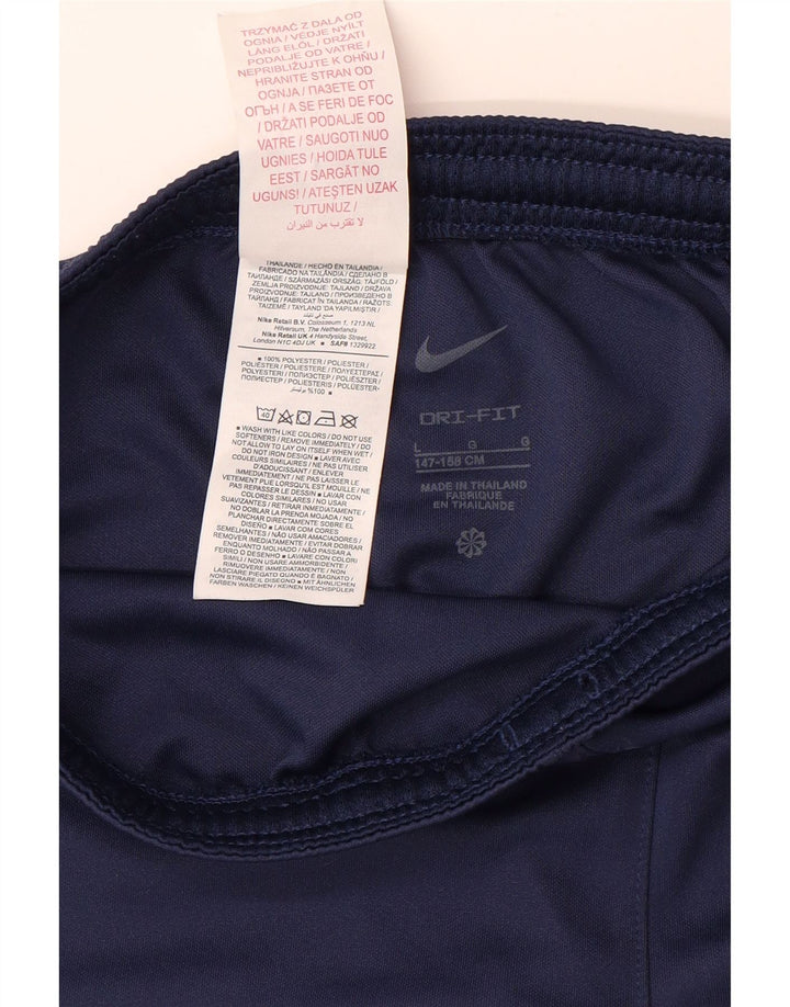 NIKE Boys Dri Fit Sport Shorts 12-13 Years Large Navy Blue Polyester