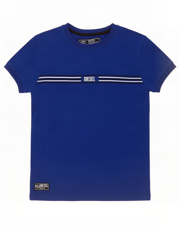Diesel T-shirt grafica per ragazzi Top 11-12 anni in cotone blu