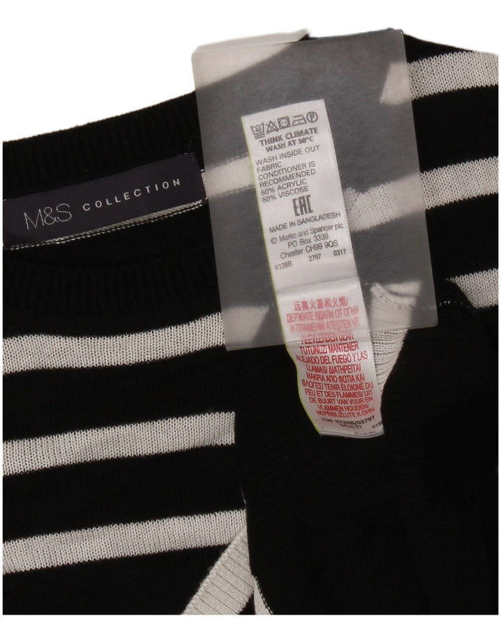 Maglione maglione girocollo da donna Marks & Spencer UK 14 medio a righe nere