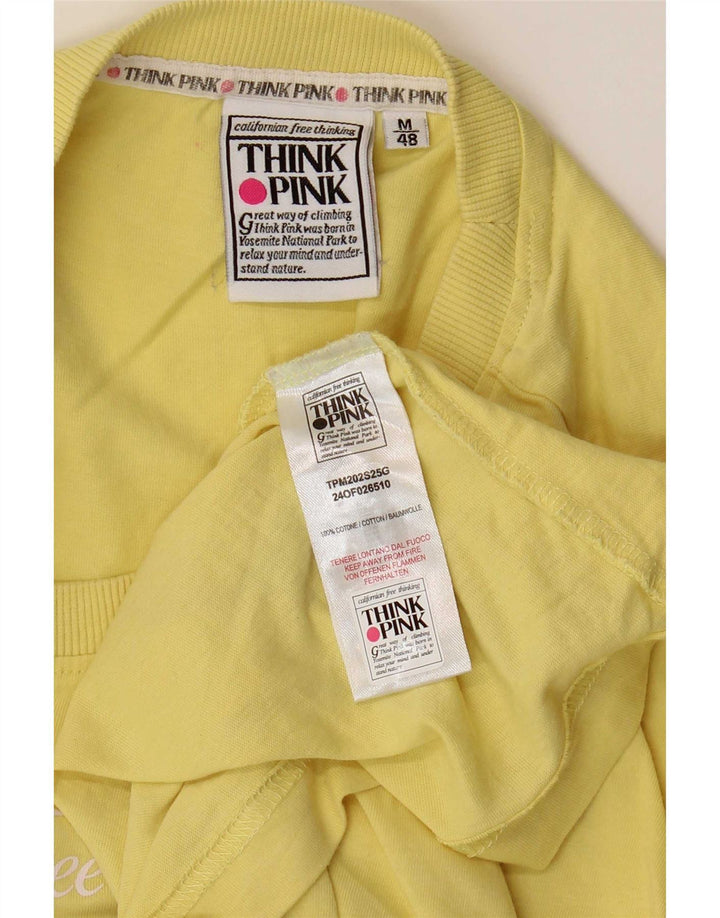 T-shirt grafica da uomo Think Pink Top IT 48 cotone giallo medio
