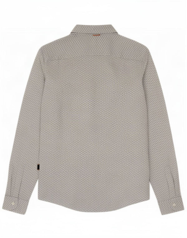 Camicia slim fit da uomo Hugo Boss con motivo astratto, cotone bianco medio