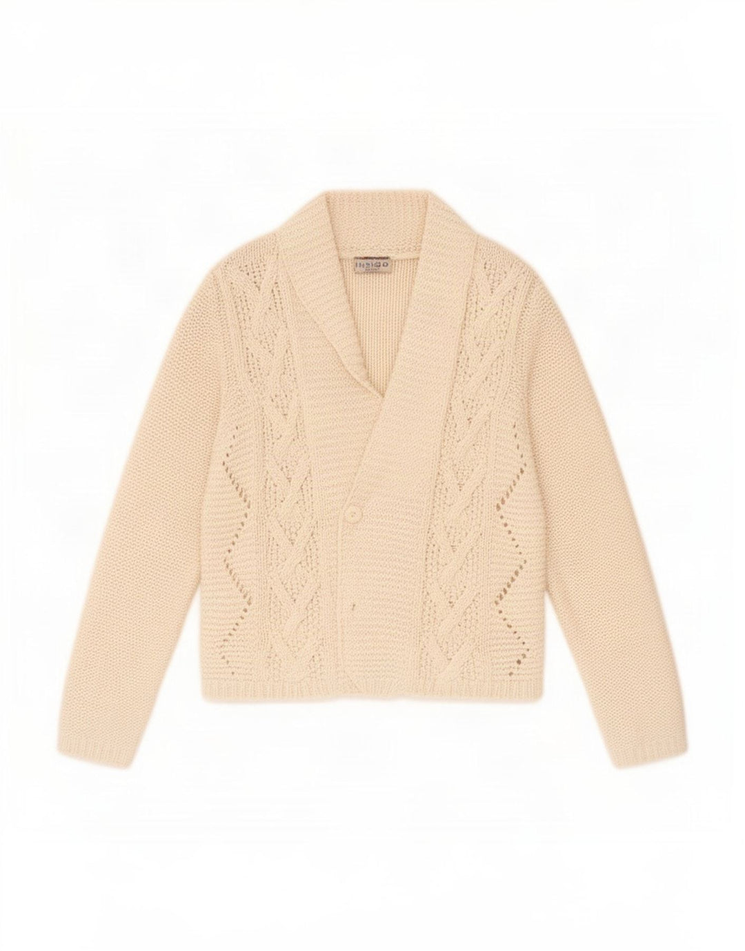Maglione cardigan aperto da donna Marks & Spencer UK 14 Cotone beige medio